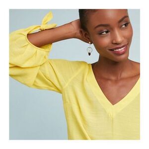Anthropologie Maeve Yellow V Neck Blouse